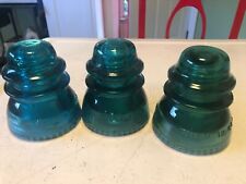 3 Hemingray Aqua Blue/Green No 42 MADE IN U.S.A. Vintage Glass Insulators- 2 picture