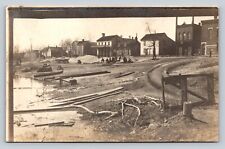 RPPC Town Scene People Near Railroad Tracks 1904-1918 ANTIQUE Postcard 1298 picture