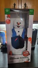 GEMMY SPINNING SNOWFLAKE SNOWMAN ANIMATED TESTED SEE VIDEO AS IS ORIGINAL BOX picture