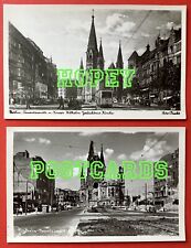 WILHELM KAISER GEDACHTNIS KIRCHE~BERLIN GERMANY WW2~BEFORE & AFTER~RPPC~1940s picture