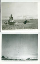 1944 WWII US Navy Saipan Action 2 Officials Photo Co Navy bombardment & sky rash picture