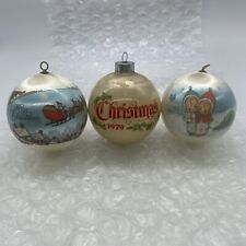 Vintage Hallmark Christmas Ball Ornaments 1970’s Lot Of 3 Collectable Gift picture