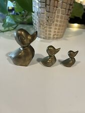Vintage Brass 3 Ducks Family Figuerines picture