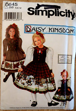 Simplicity 0645 Daisy Kingdom Girls Sizes 5-6-7-8 Dress & 18