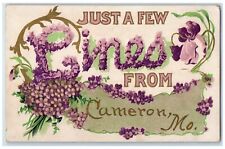 c1910 Just A Few Pines From Flower Embossed Cameron Missouri MO Vintage Postcard picture