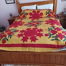 Vintage American Quilt With Tulips & Poppies (80 in × 83 in) picture