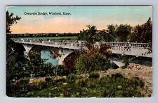 Winfield KS-Kansas, Concrete Bridge, Antique Vintage Souvenir Postcard picture