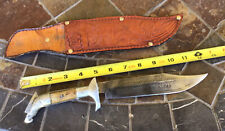 vintage Mexican Bowie knife 7 1/2” blade inscribed with Revelation 9:10-12 picture