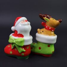 Santa And Reindeer Salt and Pepper Shakers Christmas Decor Holiday Festive picture