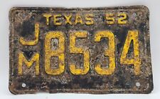Vintage 1952 Texas License Plate JM8534 Very Rustic picture