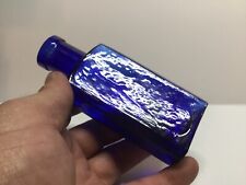 Rectangular Antique Cobalt Blue Cork Top Medicine Bottle. Heavy Whittle. picture