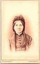 CDV Photo 1800's Hannover, Germany Portrait Woman Great Victorian Hat Richers picture