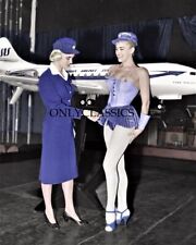 1959 SWEDEN FLIGHT ATTENDANT FASHION 8X10 PHOTO AIRPLANE AVIATION PINUP STYLE picture