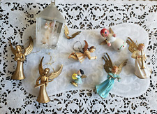 Vintage Plastic & Wood Christmas Angel Ornament Lot Hong Kong picture