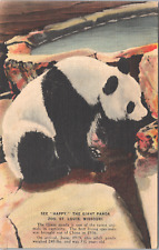 Happy The Giant Panda St. Louis Zoo Missouri c1940 Linen Postcard - Unposted picture