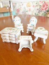 Vintage Miniature 5 Piece Doll House Furniture Set Piano Chest Occupied Japan picture