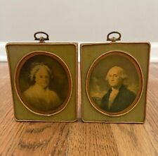 Antique George & Martha Washington Portraits Gilbert Stuart Wooden Frames RARE picture