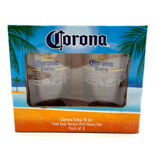 Corona Extra Quantity 2 Beer Pint Glasses Find Your Beach New in Box picture