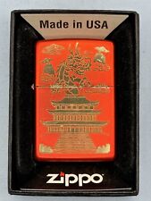 2021 Chinese Dragon & Temple Red Metallic Zippo Lighter NEW picture