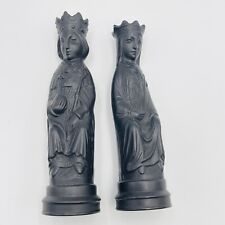 Wedgwood Black Basalt King & Queen Chess Figures Pieces Jasperware Wedgewood picture
