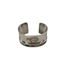 Navajo Martin Slim Sterling Silver Multi Stone Inlay Cuff Bracelet Size 6 3/4 picture