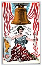 Liberty Bell Lady Liberty in Flag Patriotic UNP Unposted DB Postcard U15 picture