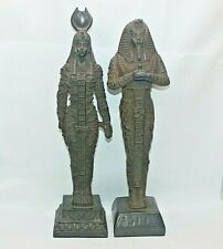 2 RARE ANCIENT EGYPTIAN ANTIQUE ISIS And King Tut Stand Statue Egypt History picture