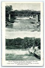 c1910 High Bridge Solomon River Delphos The Dam Delphos Kansas Dualview Postcard picture