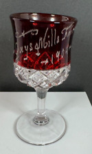 Antique EAPG Ruby Flash Glass Cordial Stem Glass Etched Gays Mills Fair 1904- WI picture