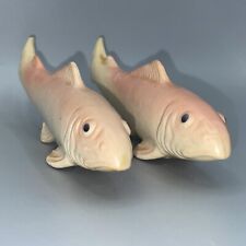 Vtg Longboy 7.5” Salt & Pepper Shakers Rare Pink White Fish Salmon Trout Tallboy picture