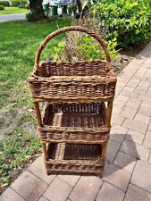 Vintage Rattan Wood 3-Basket Storage- Rare find  41.5 X 17.25 X 11.25 INCHES picture