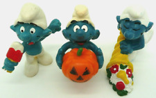 Vintage Pumpkin Ice Lolly & Cornucopia Smurfs Figures Peyo Schleich Collectible picture
