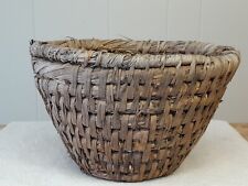 Old Handmade Primitive Antique Cornhusk Basket Country Farmhouse Hand Weaved picture