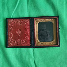 Antique Tintype Photo of Baby with Tax Stamp - 19th Century Portrait in Case picture