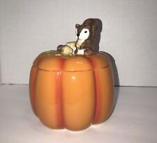 Vintage ceramic pumpkin squirel candy jar picture