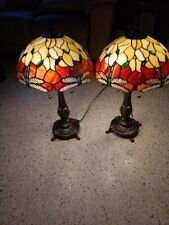 Dragonfly Table Lamps  2 Stained Glass Rare picture