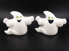 Vintage Halloween Ceramic Ghost with Green Eyes Tea Light Holder  3 3/8