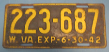 1942 West Virginia License Plate picture