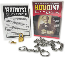 HOUDINI CHAIN ESCAPE Magic Trick Metal Lock & Keys Set Magician Wrist Handcuffs picture