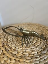 VTG. Solid Brass Prawn Shrimp Crawfish Figurine Nautical 11.5” Long picture