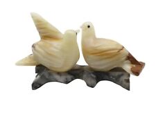 Vintage Carved Onyx Birds on Marble Branch Love Birds Doves picture