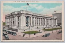 State View~US Post Office Bldg~Flags~Indianapolis IN~PM 1928~Vintage Postcard picture