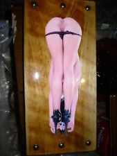 VINTAGE ART PLAYBOY NUDE WOMAN WALL PLAQUE ON 12 X 6 X 3/4 PINE ROUGH SAW BOARD picture