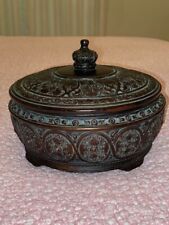 Vintage Antique Bronze Jewelry Trinket Box Felt Lining with Lid picture