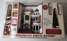 Lemax Essex Street Facade Evergreen Drug Store Wall or Tabletop Setting Lighted picture