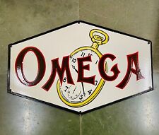 PORCELIAN OMEGA ENAMEL SIGN SIZE 27X18 INCHES DOUBLE SIDED picture
