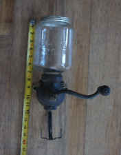 Antique Arcade Crystal 25 Wall Mounted Coffee Grinder Mill - Glass Jar Cast Iron picture