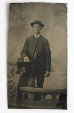 Antique 1890s Tintype Victorian Wild West Young Man American Frontier Iowa #3 picture