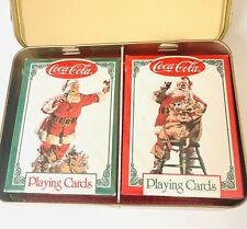 Rare New Sealed 1995 Vtg Coca Cola Christmas Playing Cards 2 Decks Tin USA Made picture