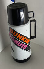 DUNKIN' DONUTS Black & White Thermos With Cup Mug Vintage picture
